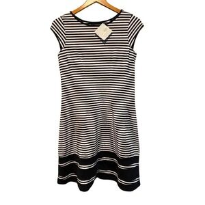 Duffield Lane Women's Hailey Dress NAVY/WHITE Striped Nautical Cotton/Spandex XS